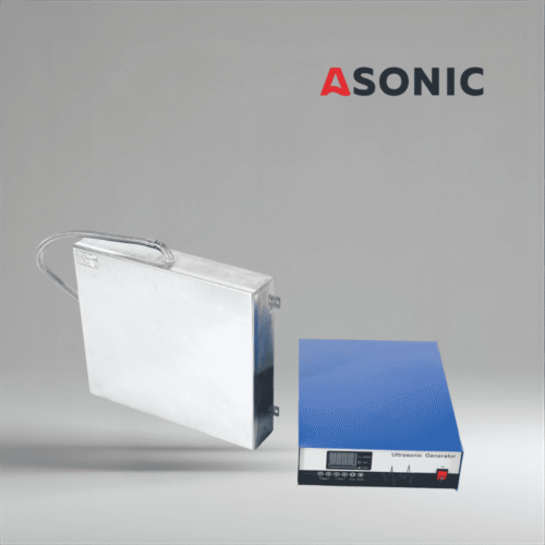 ASONIC IND-PLATE индустриална ултразвукова потапяща се плоча, осигуряваща мощно и равномерно почистване в големи ултразвукови резервоари.