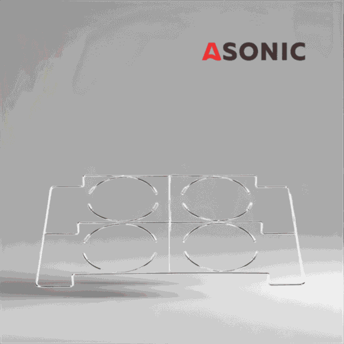 ASONIC лабораторен държач за чаши 10L, издръжлив аксесоар от неръждаема стомана за сигурно позициониране на големи чаши в ултразвукови почистващи устройства.