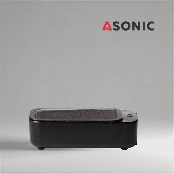 ASONIC HOME-450black ултразвуков почиствател, компактен черен дизайн за почистване на бижута, очила и малки предмети.