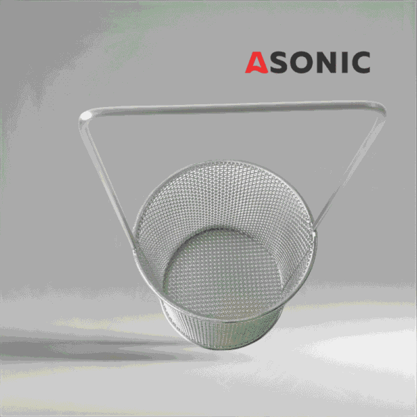 ASONIC-малка-кръгла-ръчка-за-кошница-75-мм „ASONIC inox кръгла кошница Ø75mm с дръжка, удобен аксесоар за ултразвукови почистващи машини, идеален за малки предмети.
