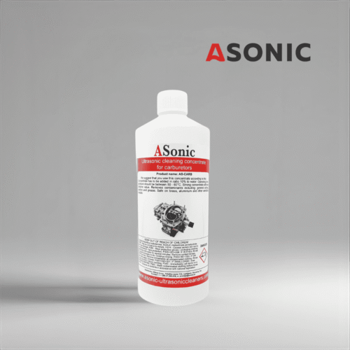 ASONIC AS-CARB-1 ултразвуков разтвор за почистване на карбуратори, 1L концентрат за двигатели и автомобилни компоненти.