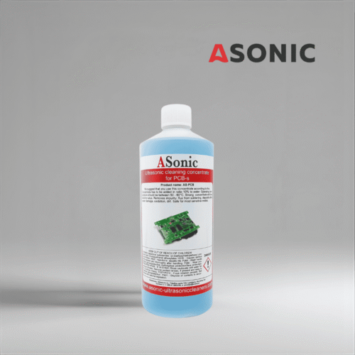 ASONIC PCB-1 ултразвуков препарат за почистване, 1 литър разтвор за безопасно и прецизно почистване на печатни платки и електроника.